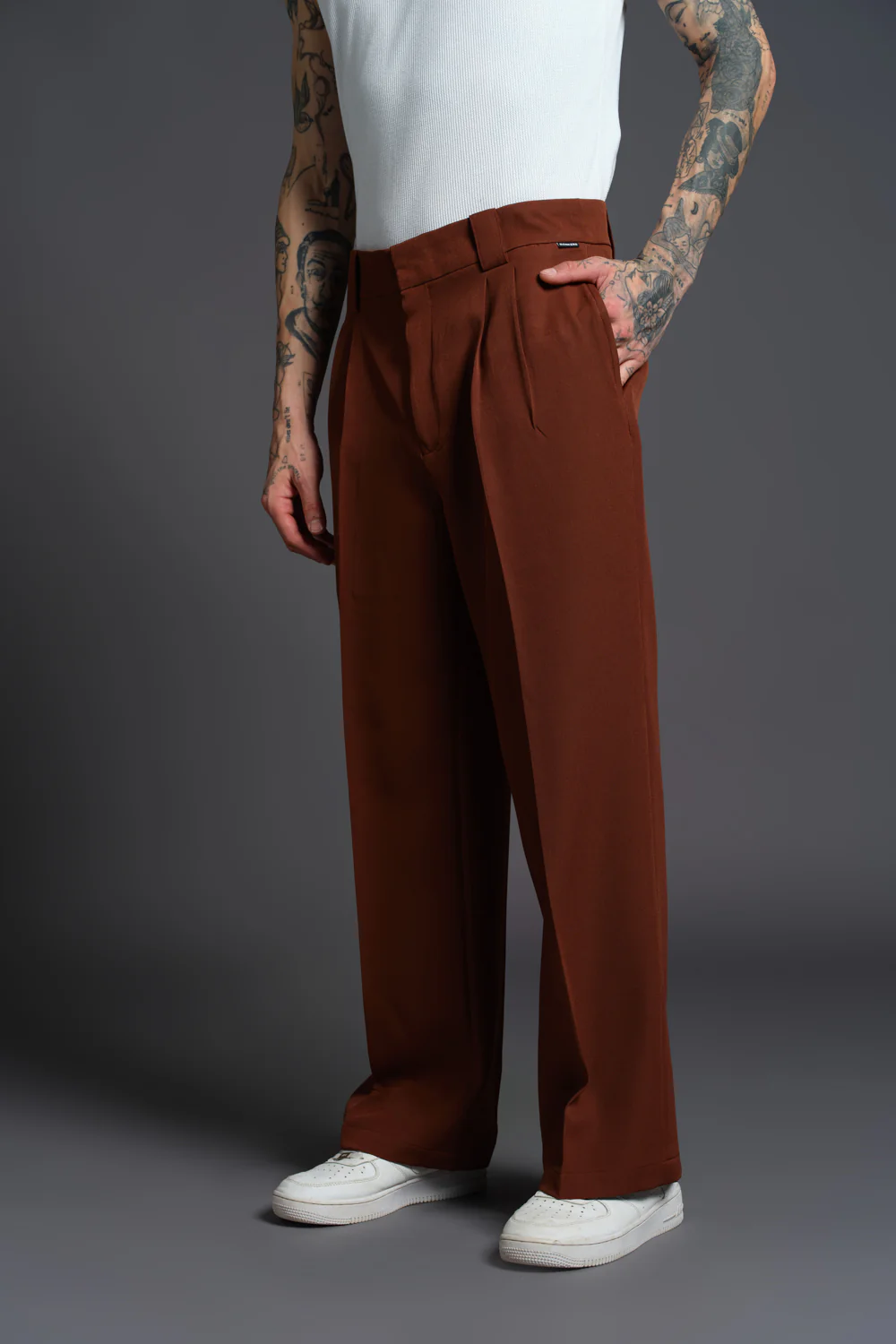Brown Loose Fit Tailored Trouser - Image 2