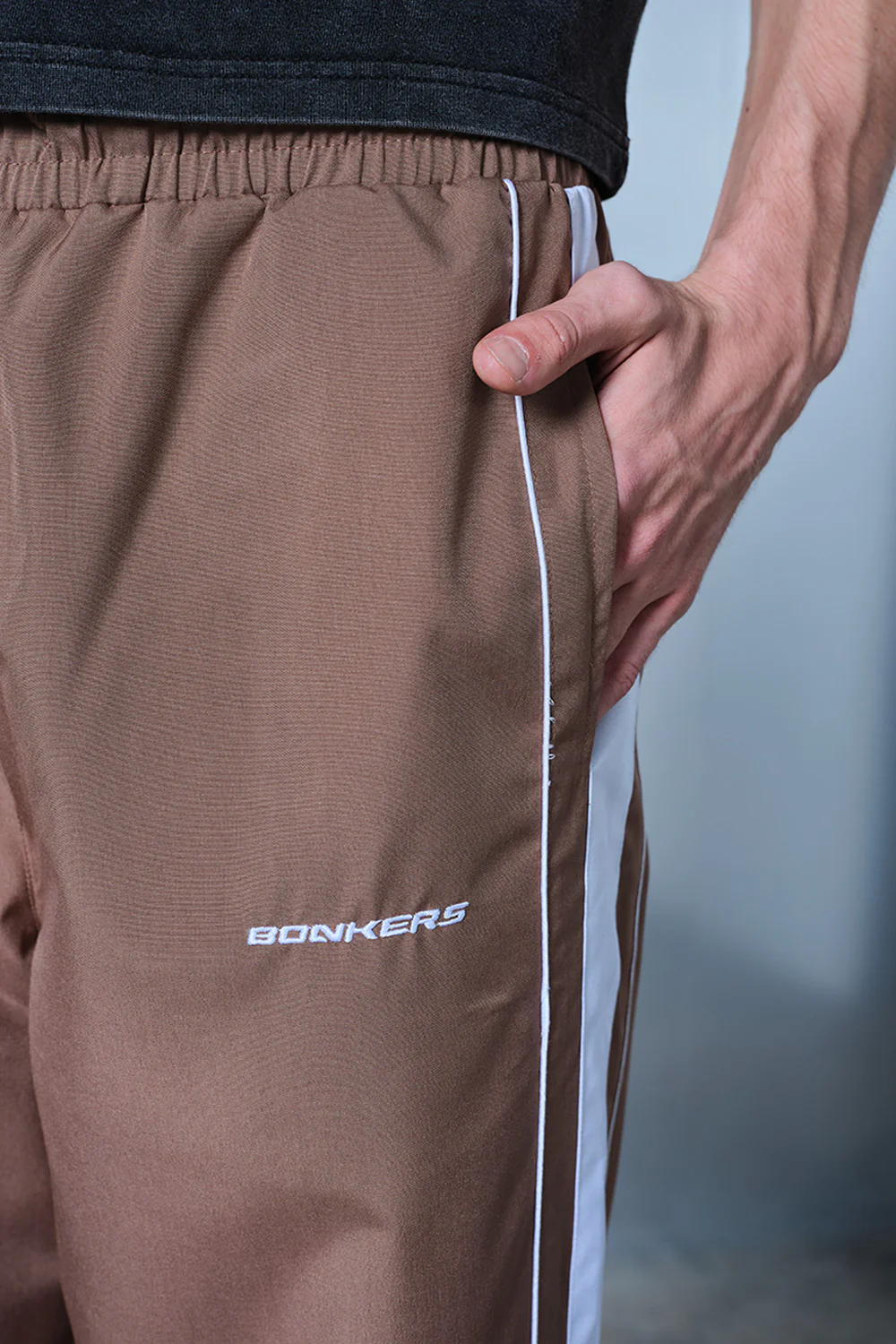 Brown Tape Wide Leg Joggers - Image 3