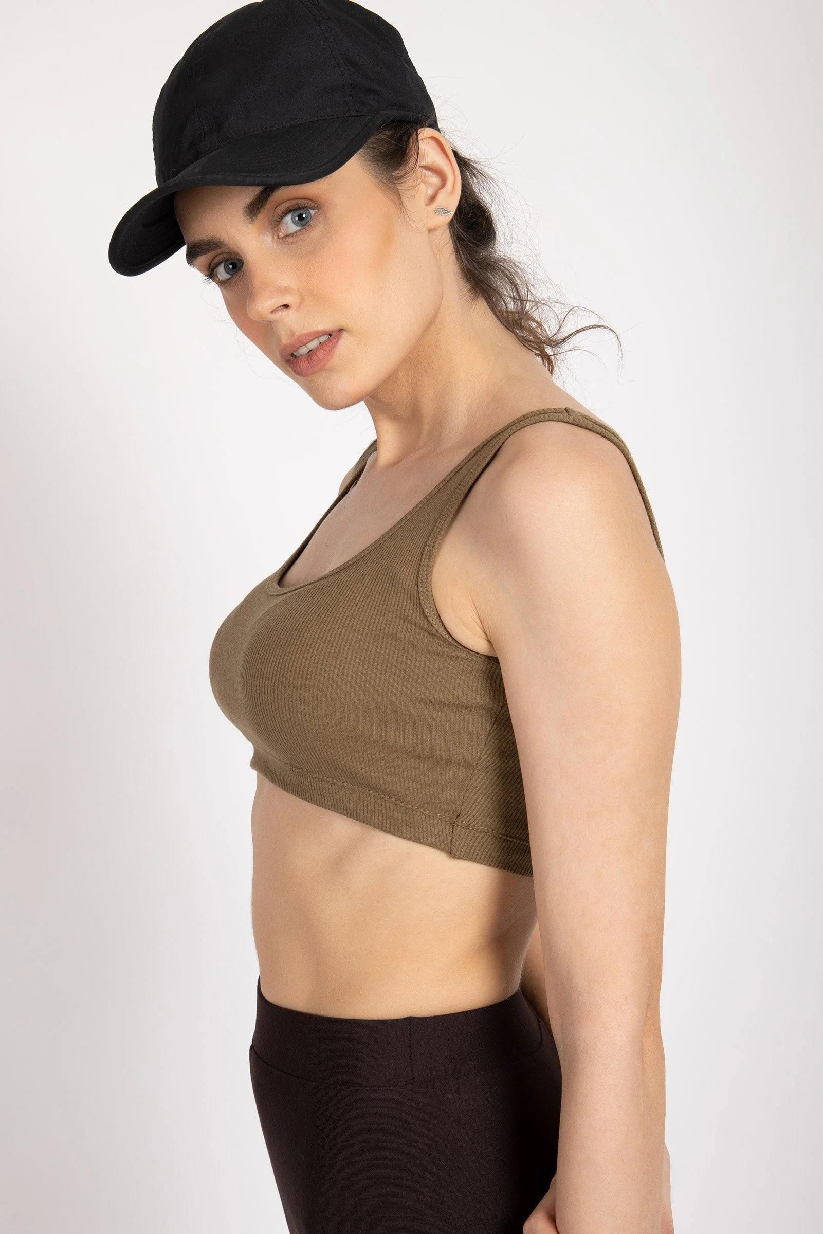 Burnt Olive Ribbed Vest Tank - Image 3