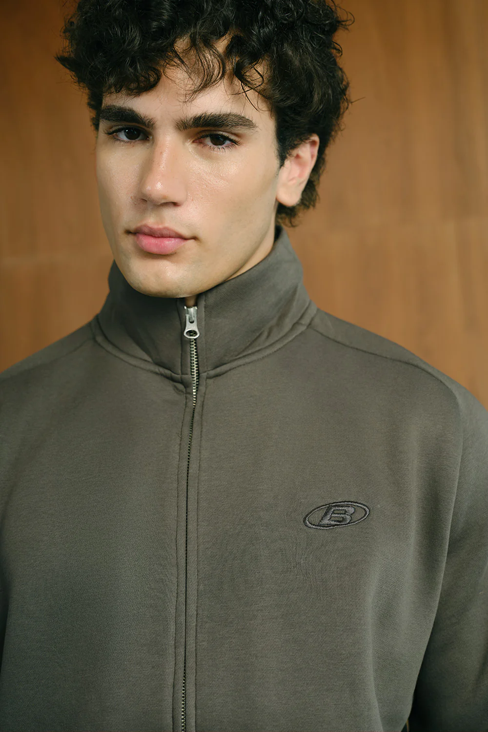 Charcoal High Neck Zipper Jacket - Image 3