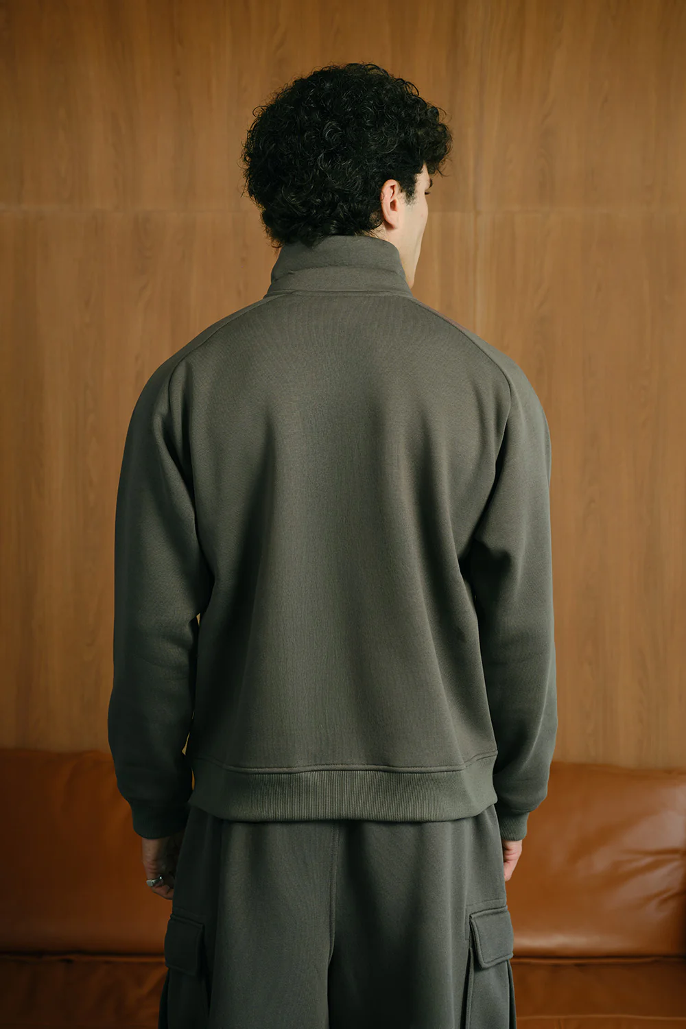 Charcoal High Neck Zipper Jacket - Image 6