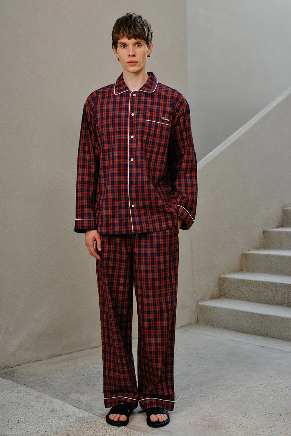 Classic Crimson Plaid Pyjama Set - Image 2