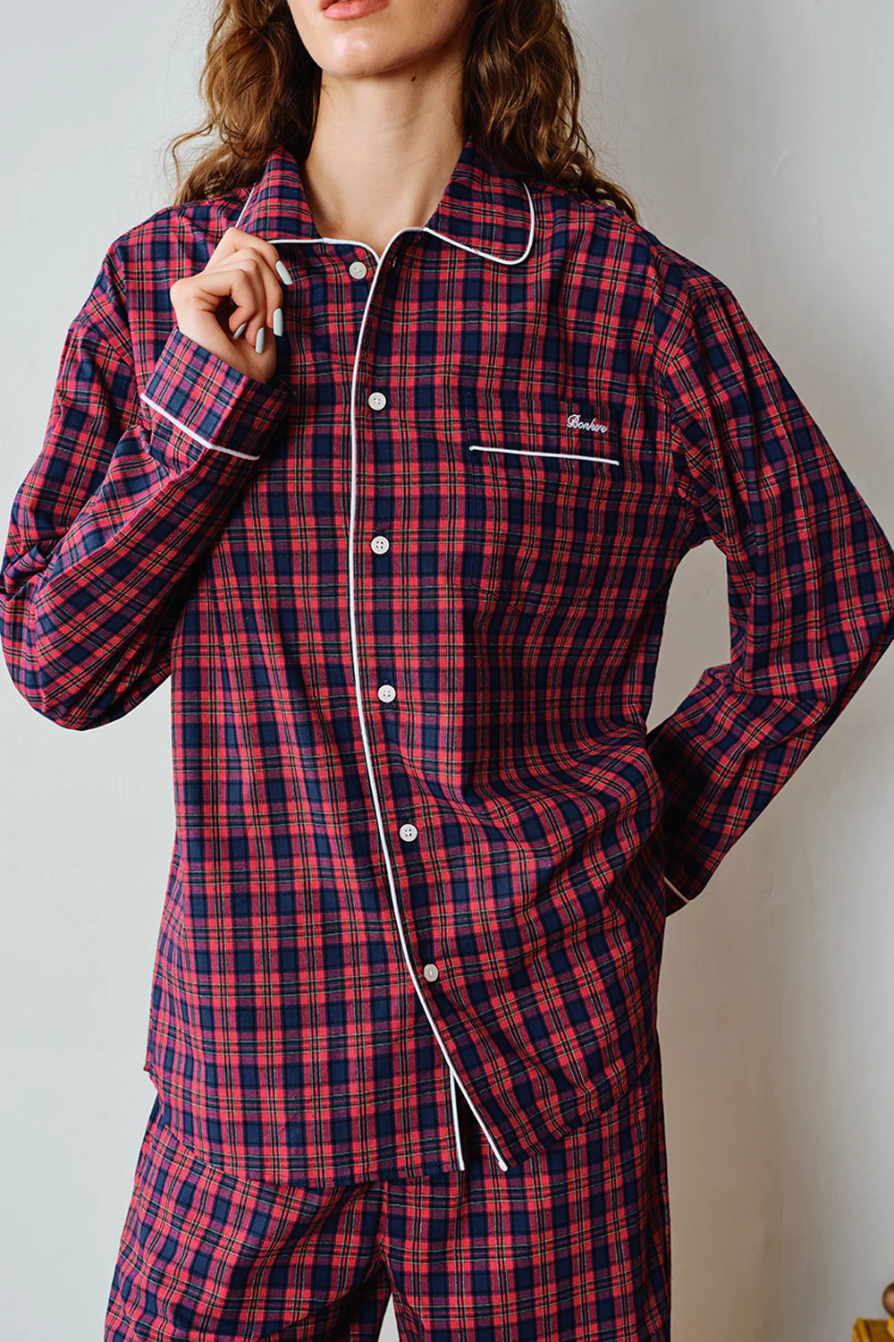 Classic Crimson Plaid Pyjama Set - Image 4