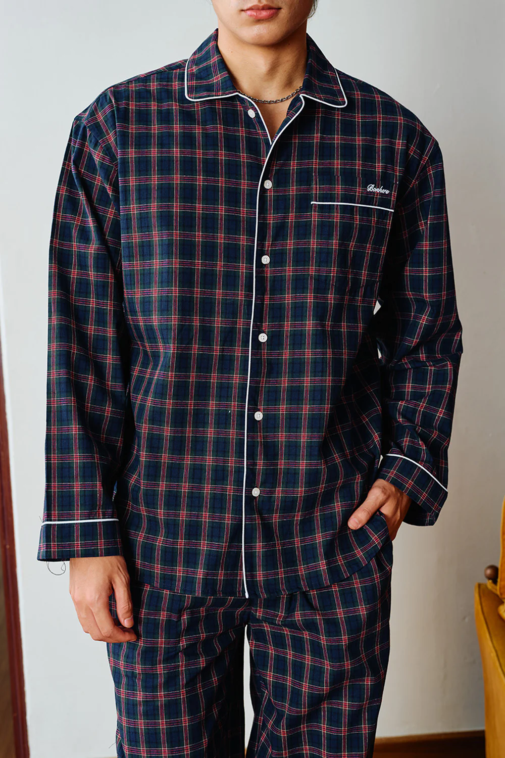 Classic Navy Plaid Pyjama Set - Image 5