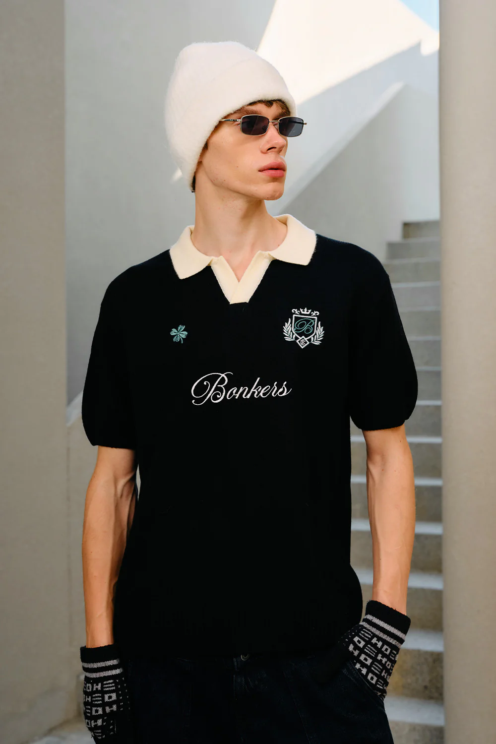 Clover Noir Knit Polo