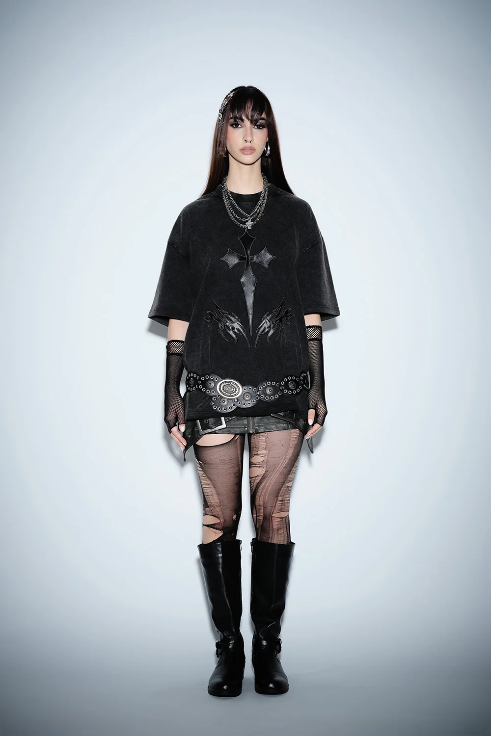 Crucivibe Leather Patch Oversized T-shirt - Image 3