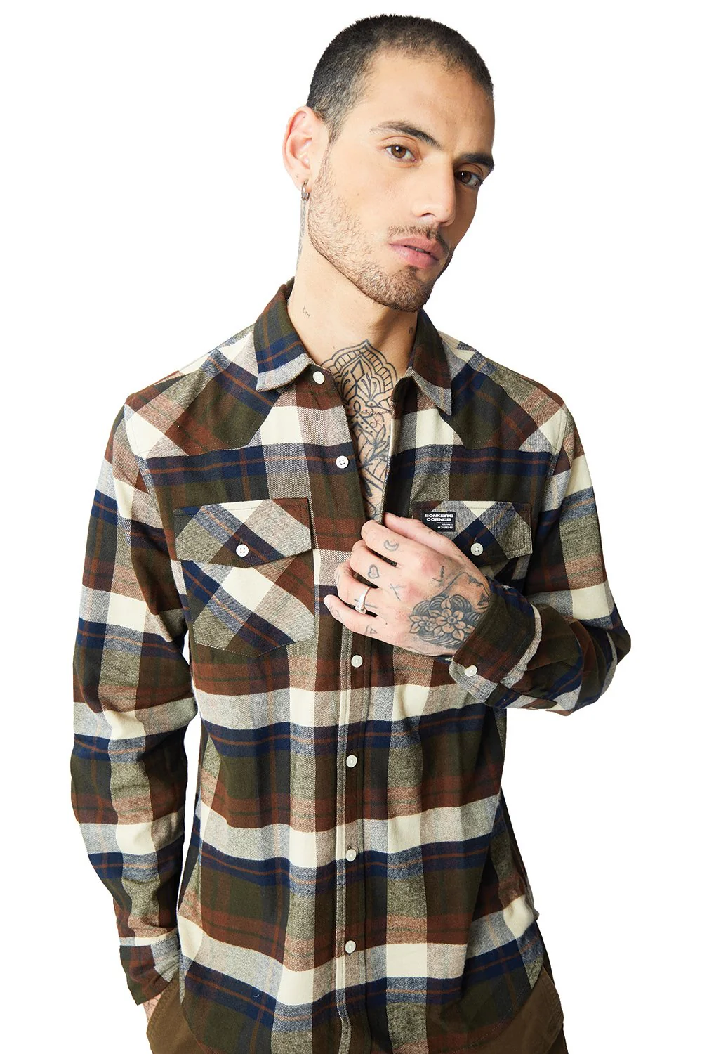 Dark Brown Plaid Regular Fit Shirt - Image 11