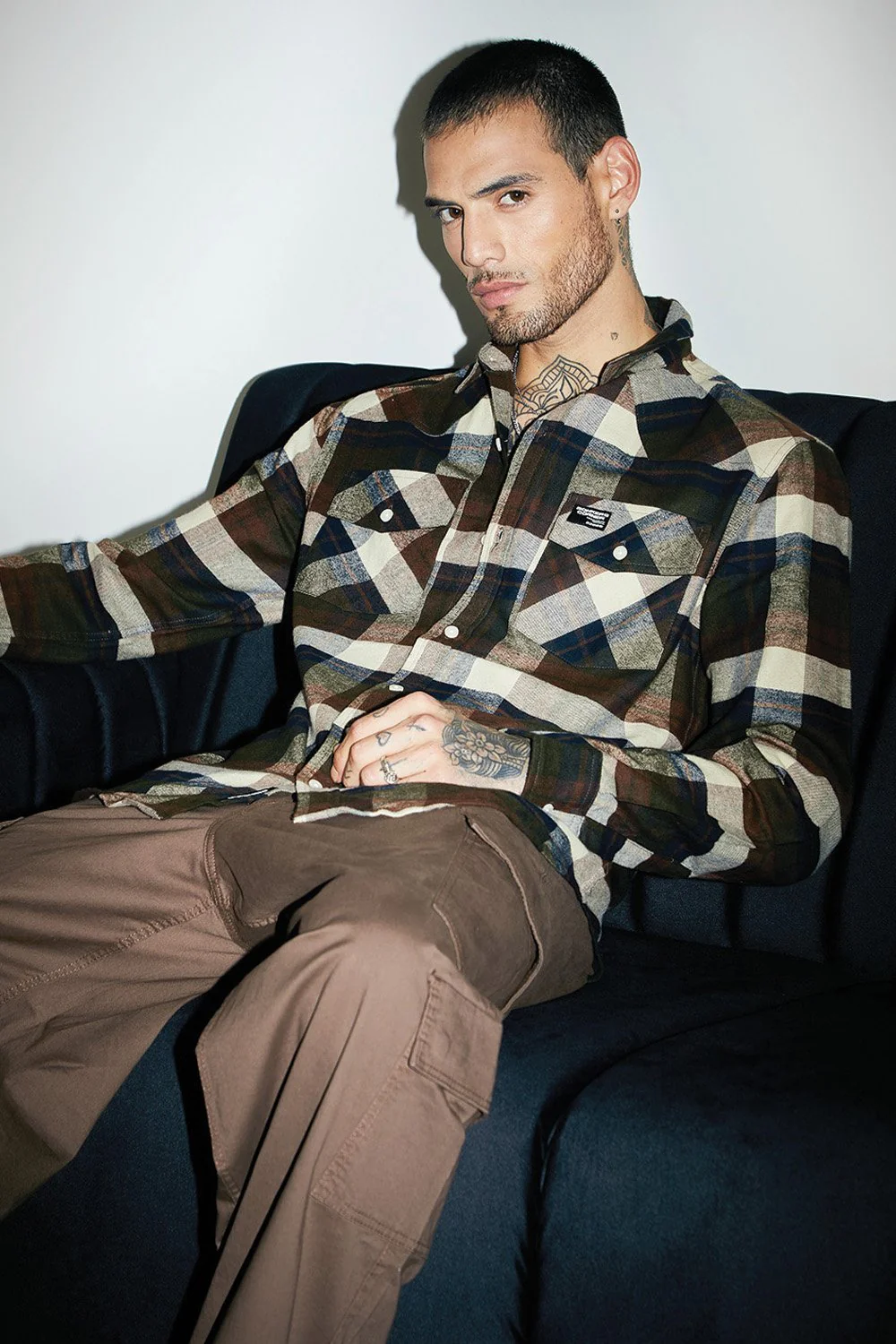 Dark Brown Plaid Regular Fit Shirt - Image 3