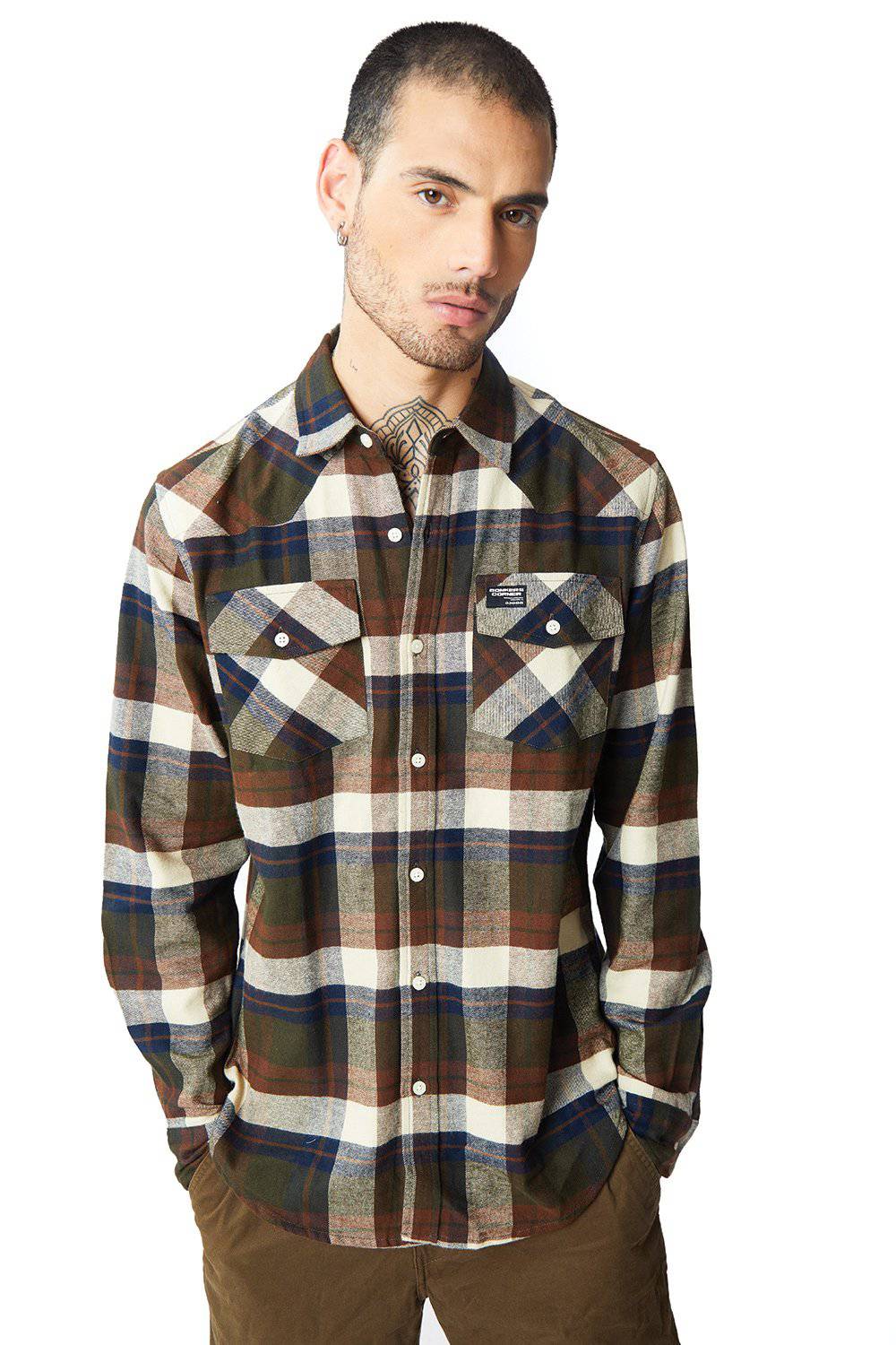 Dark Brown Plaid Regular Fit Shirt - Image 4