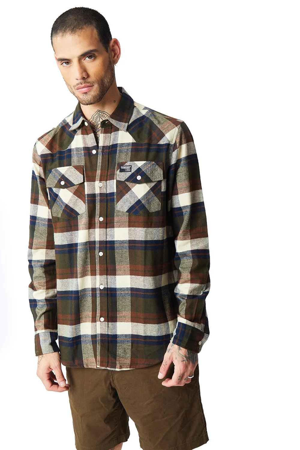 Dark Brown Plaid Regular Fit Shirt - Image 5