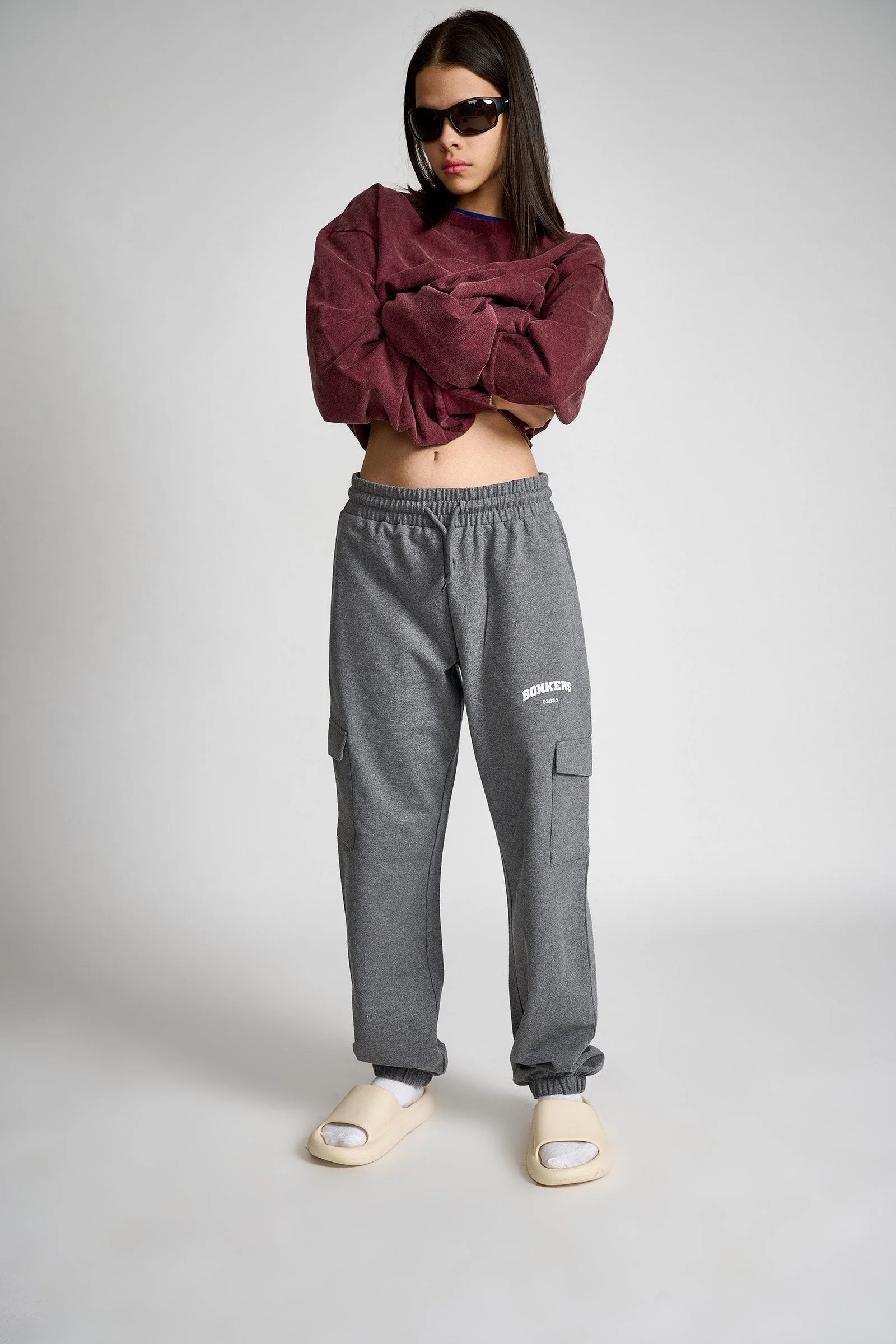 Dark Grey Melange Cargo Pants - Image 4