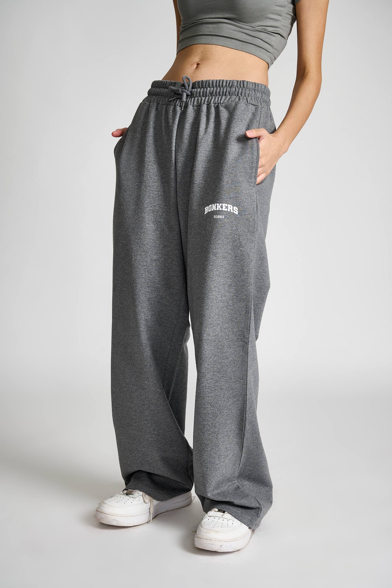Dark Grey Melange Wide-Leg - Image 3
