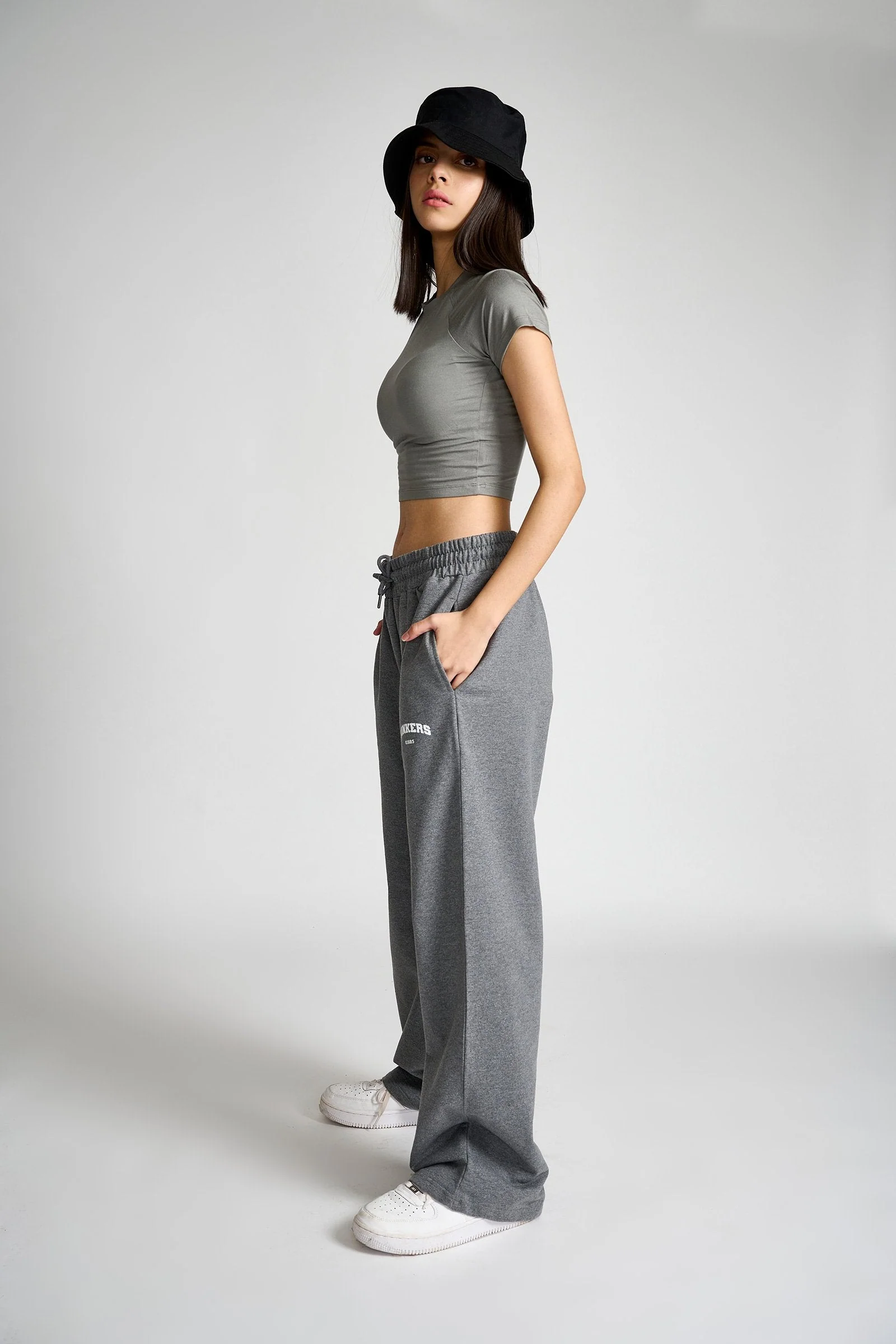 Dark Grey Melange Wide-Leg - Image 5
