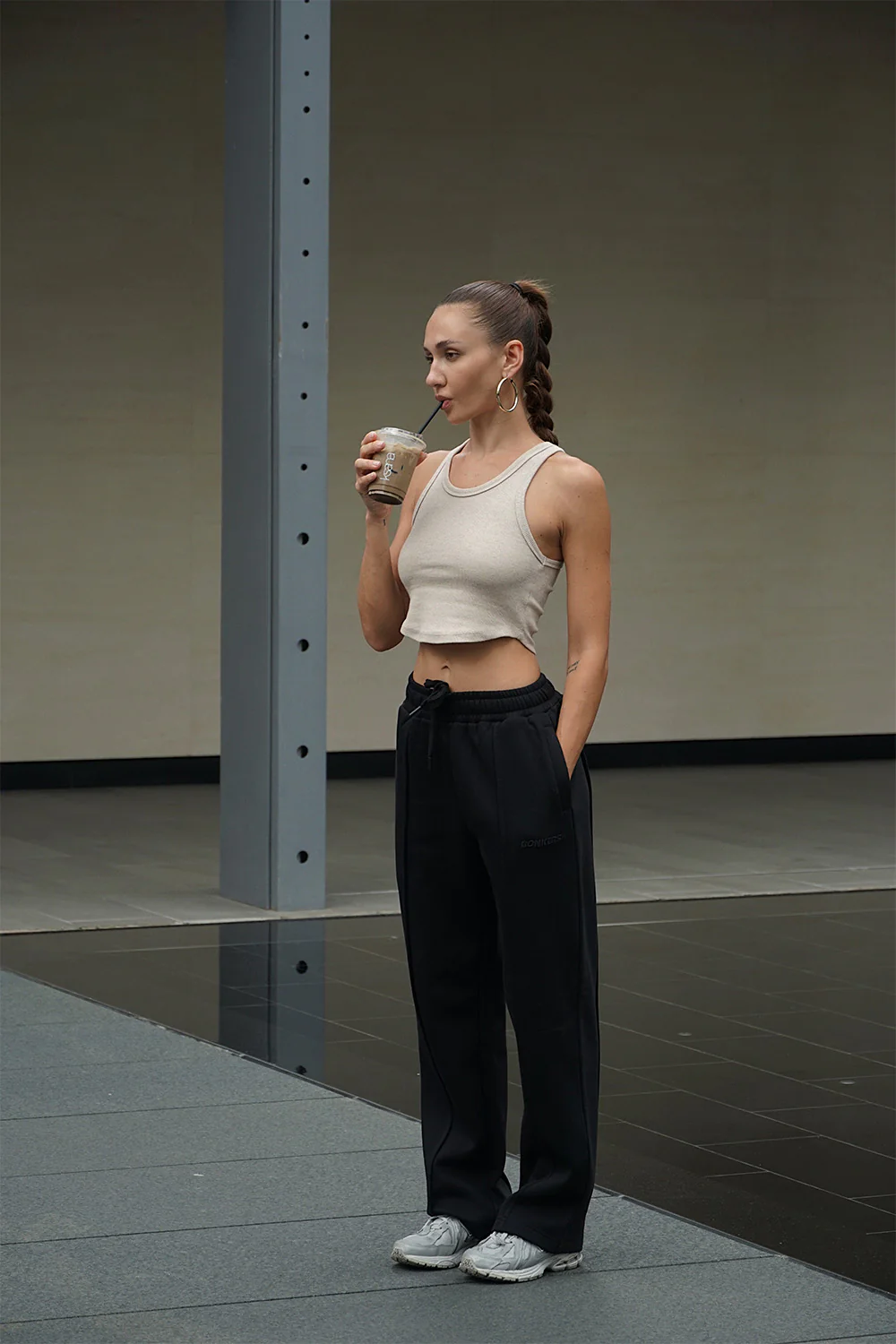 Diminutive Black Wide Leg Joggers - Image 3