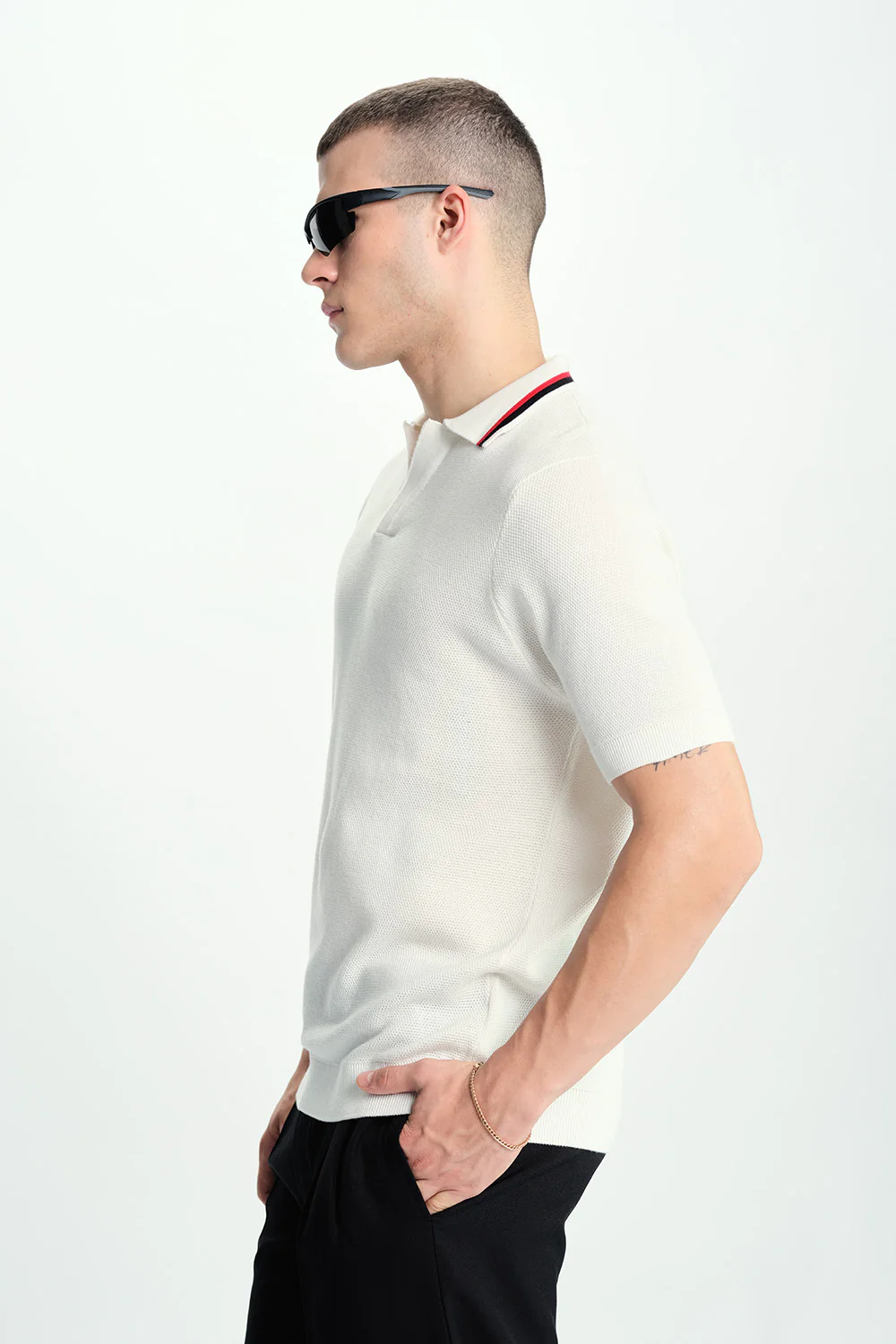 Dust White Knit Polo - Image 6