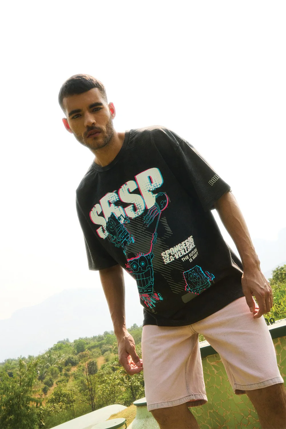 Faded SpongeBob Oversized T-shirt - Image 8
