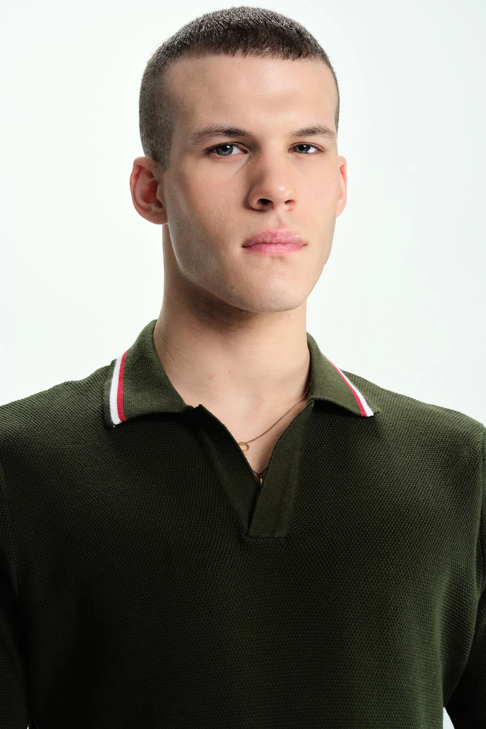 Field Olive Knit Polo - Image 4
