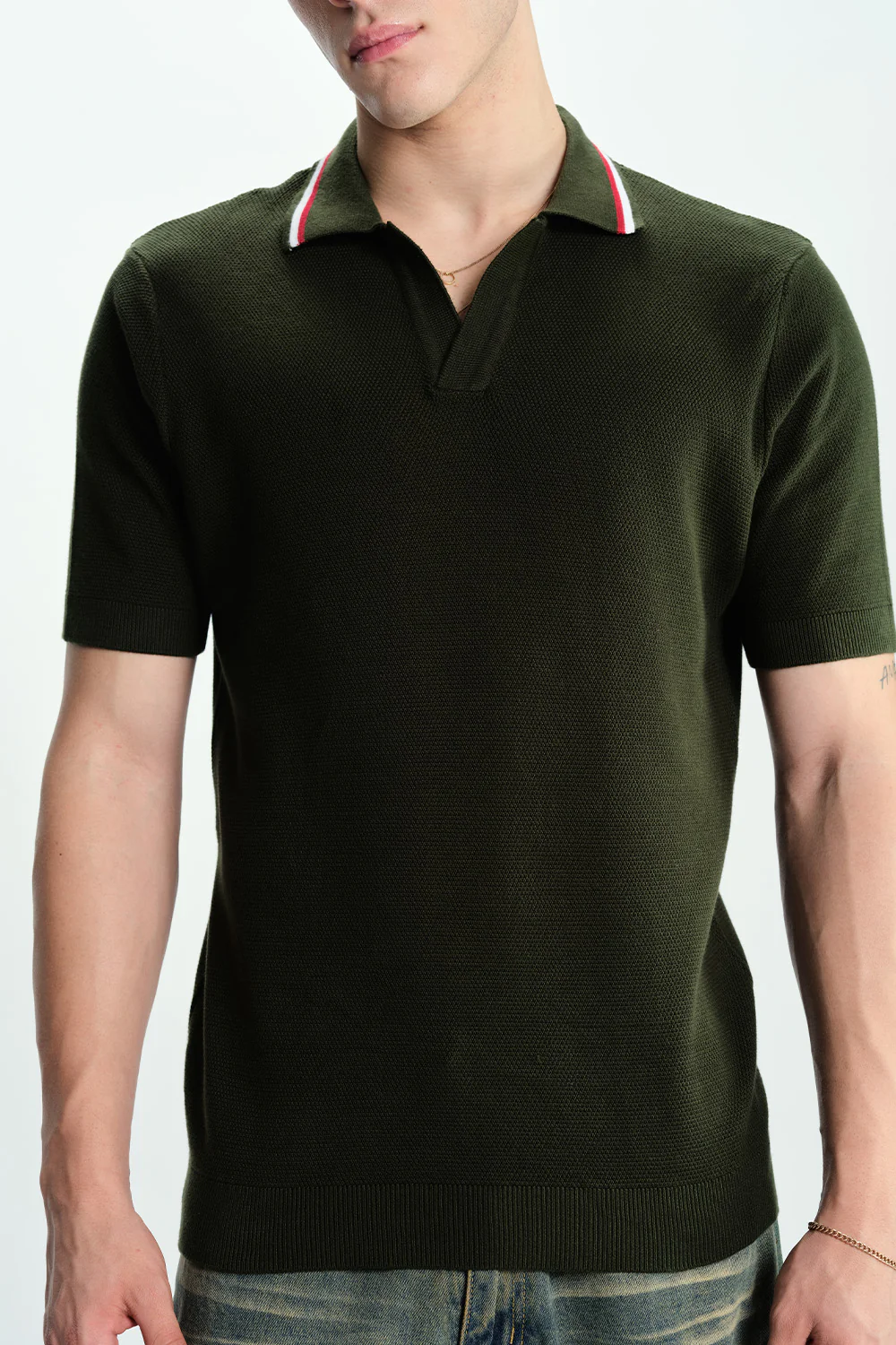 Field Olive Knit Polo - Image 5