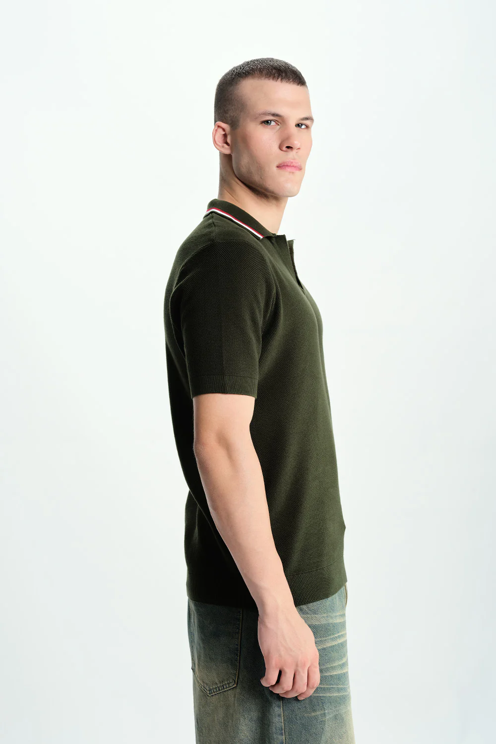 Field Olive Knit Polo - Image 6