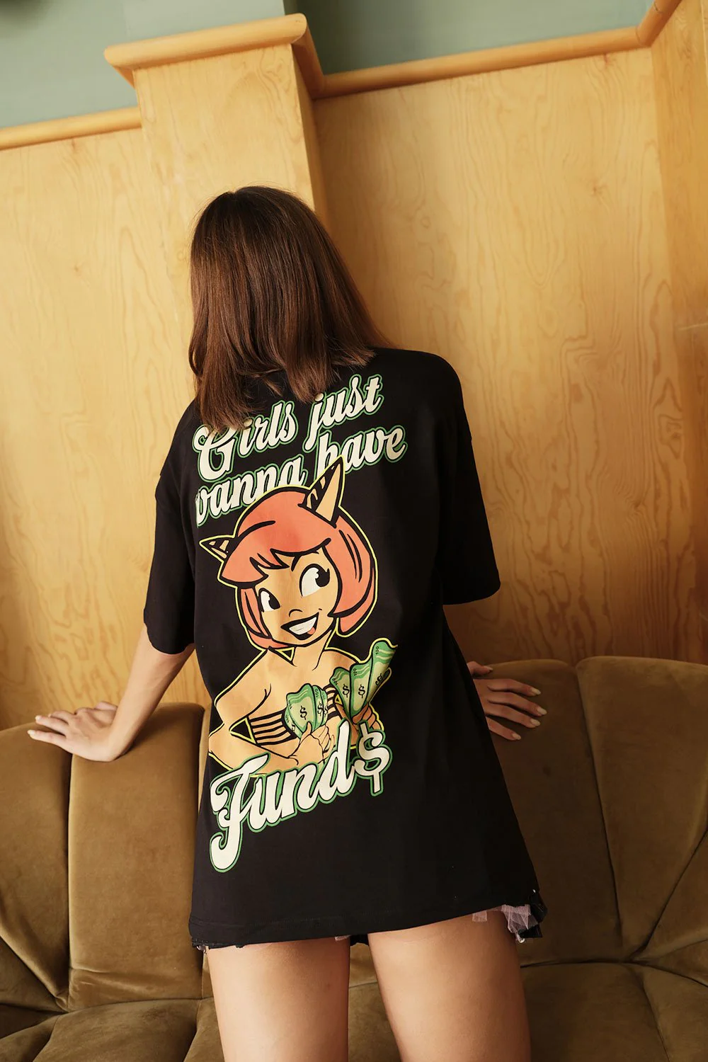 Girls Just Wanna Have Funds Oversized T-shirt - Image 6