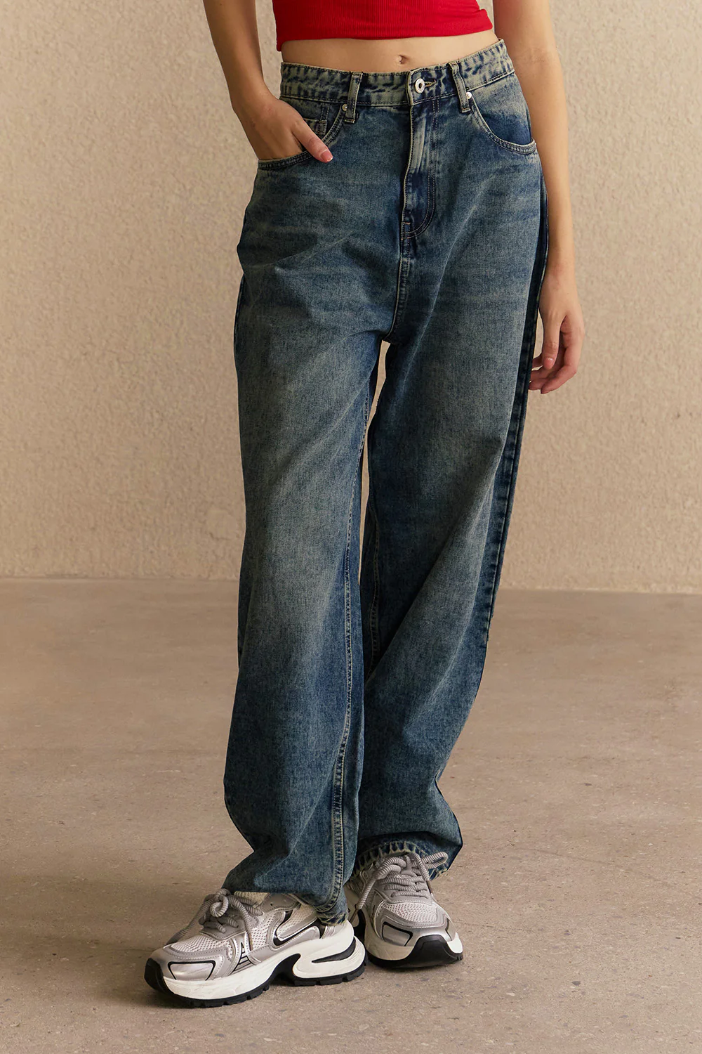 Gravel Wash Wide Leg Jeans - Image 3