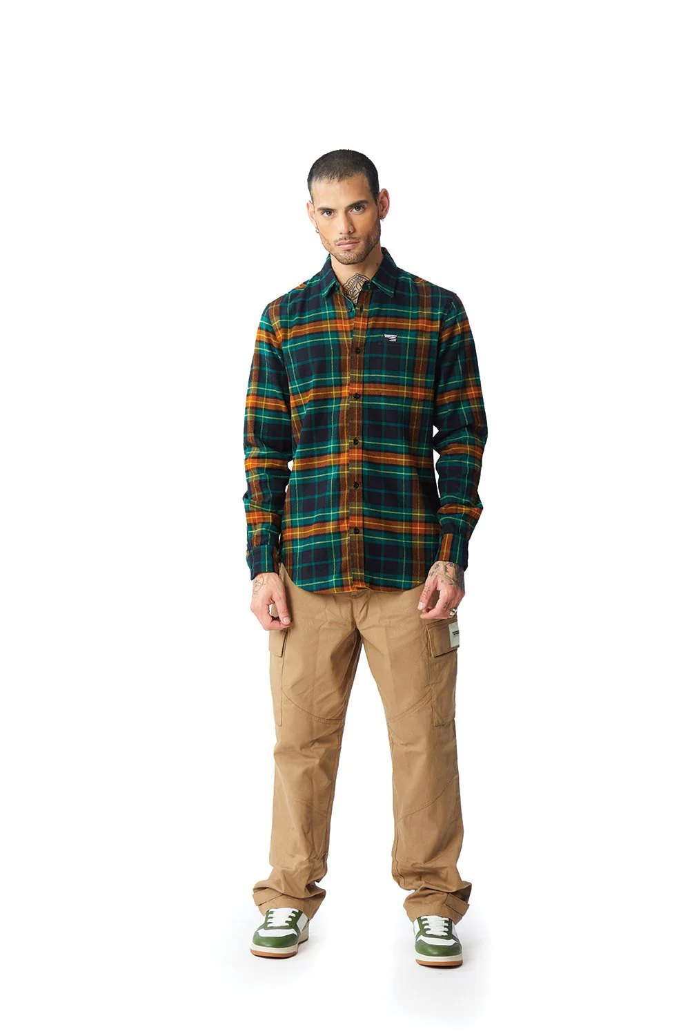 Green-Brown Plaid Regular Fit Shirt - Image 10