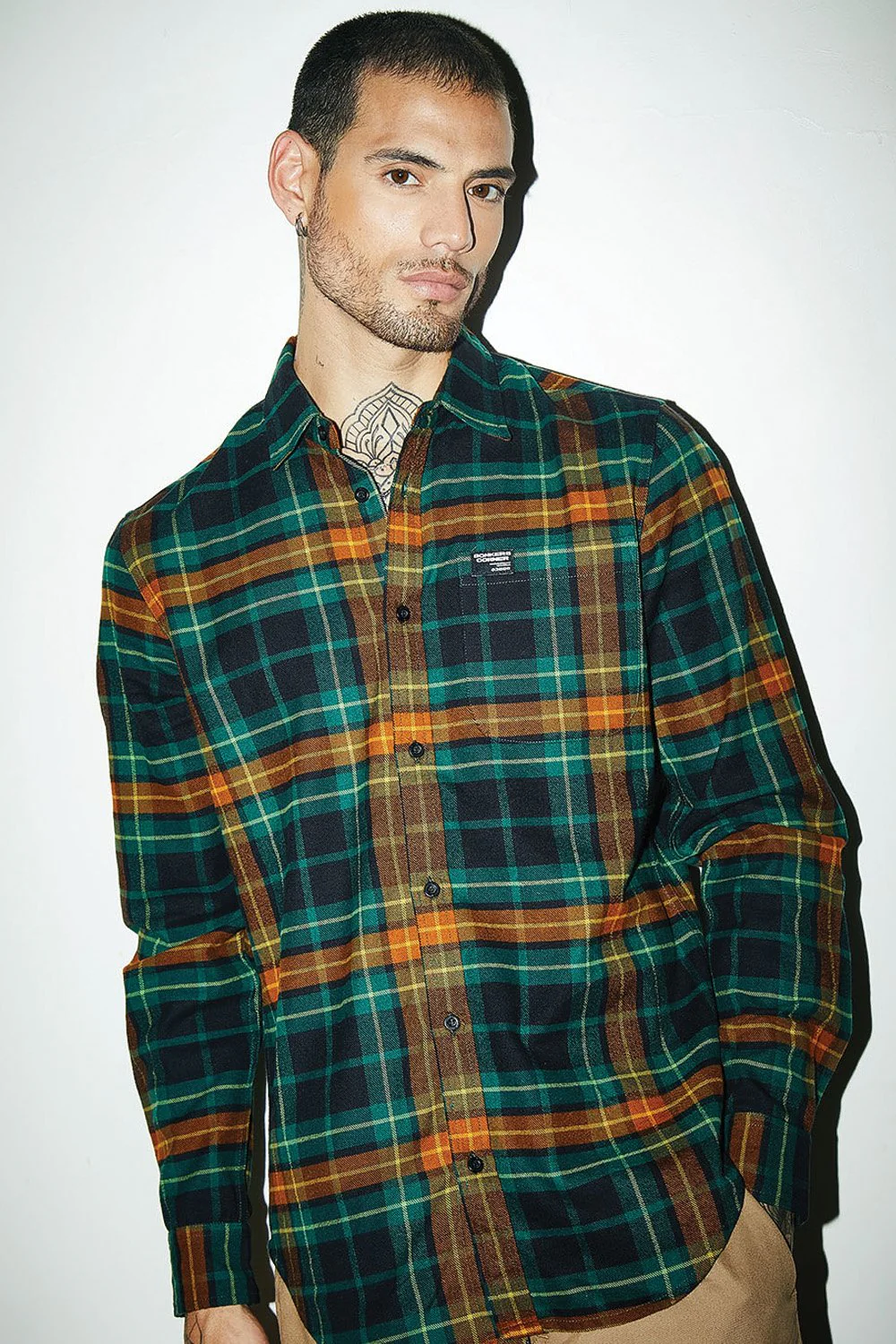 Green-Brown Plaid Regular Fit Shirt - Image 5
