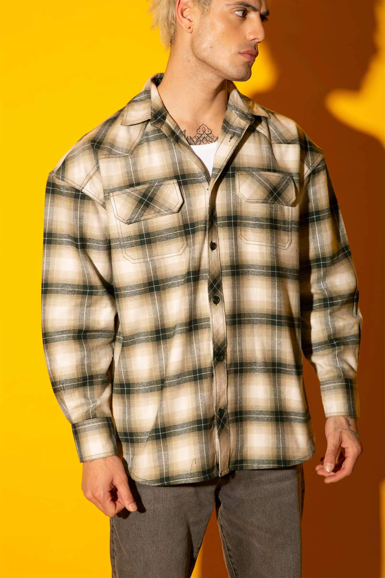 Green Plaid Flannel Oversized Shirt - Image 5