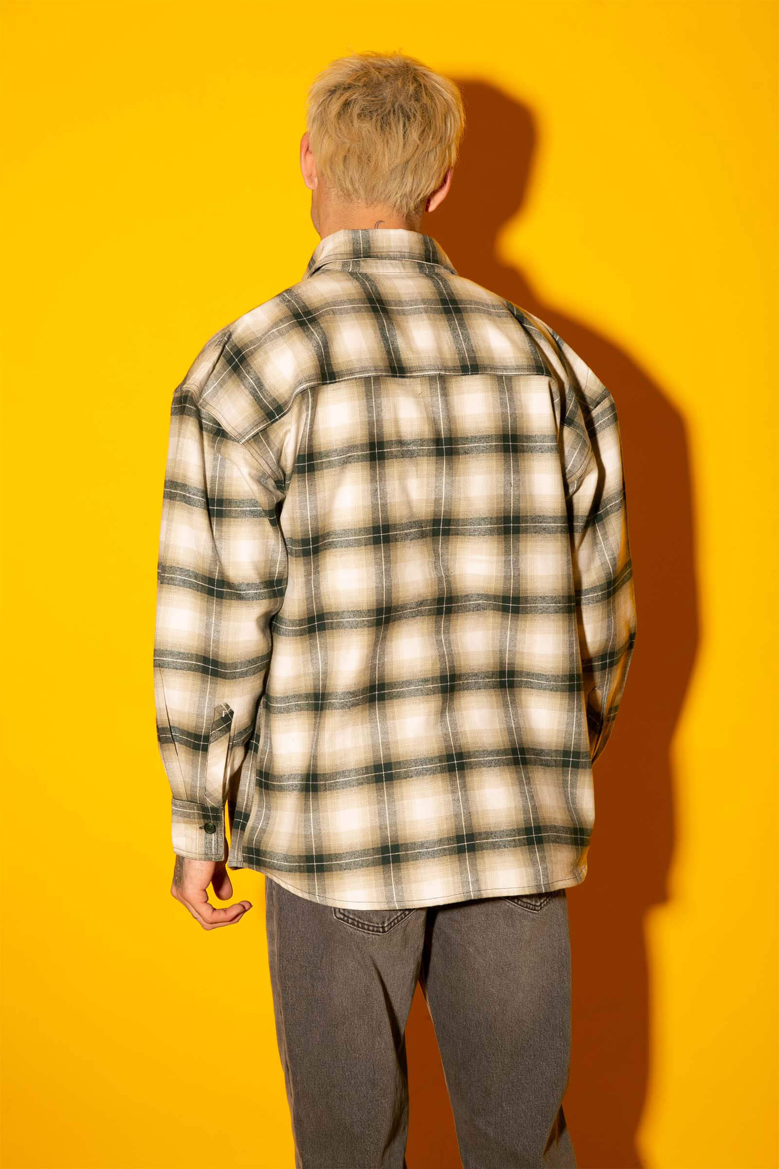 Green Plaid Flannel Oversized Shirt - Image 9