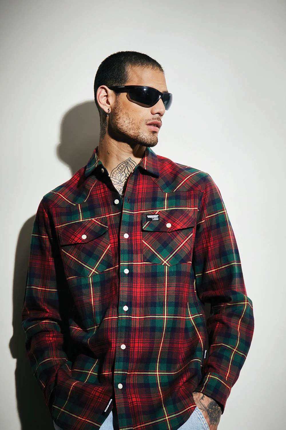 Green-Red Plaid Regular Fit Shirt - Image 7