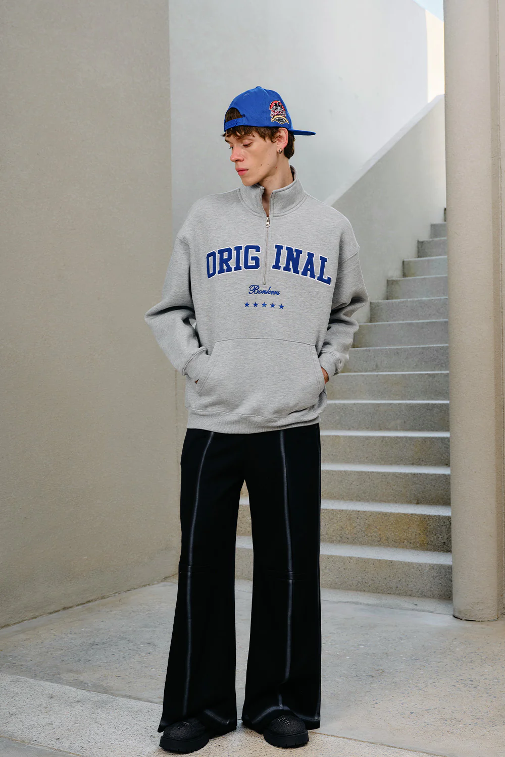 Grey Axis Half-Zip Sweatshirt - Image 2