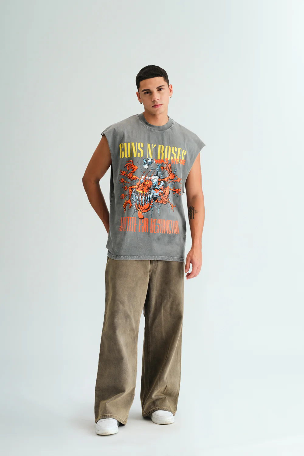 Grey Faded Guns N Roses Oversized Tank - Image 2