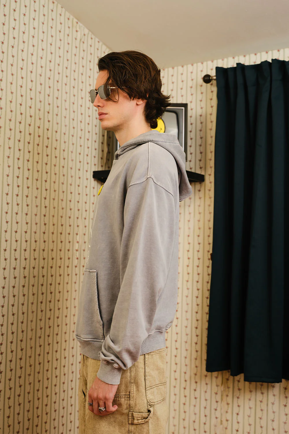 Grey Faded Smiley Originals Hoodie - Image 9