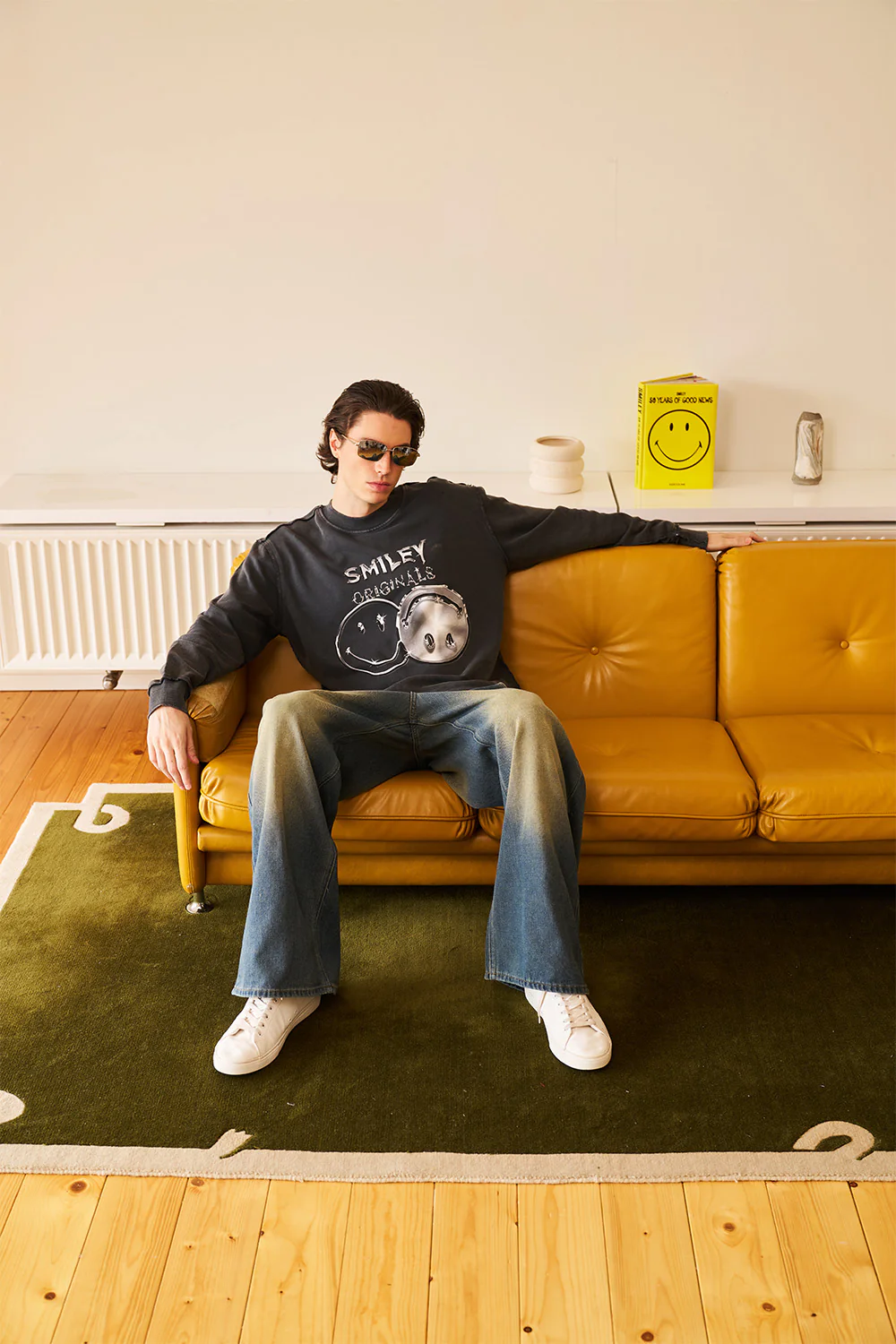 Grey Faded Smiley Originals Sweatshirt - Image 3