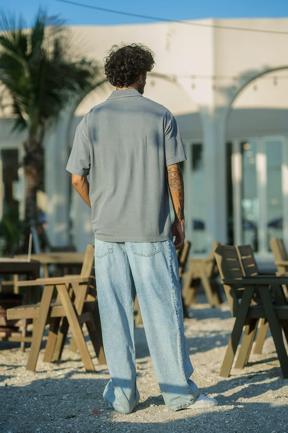 Grey Heavyweight Faded Polo - Image 5