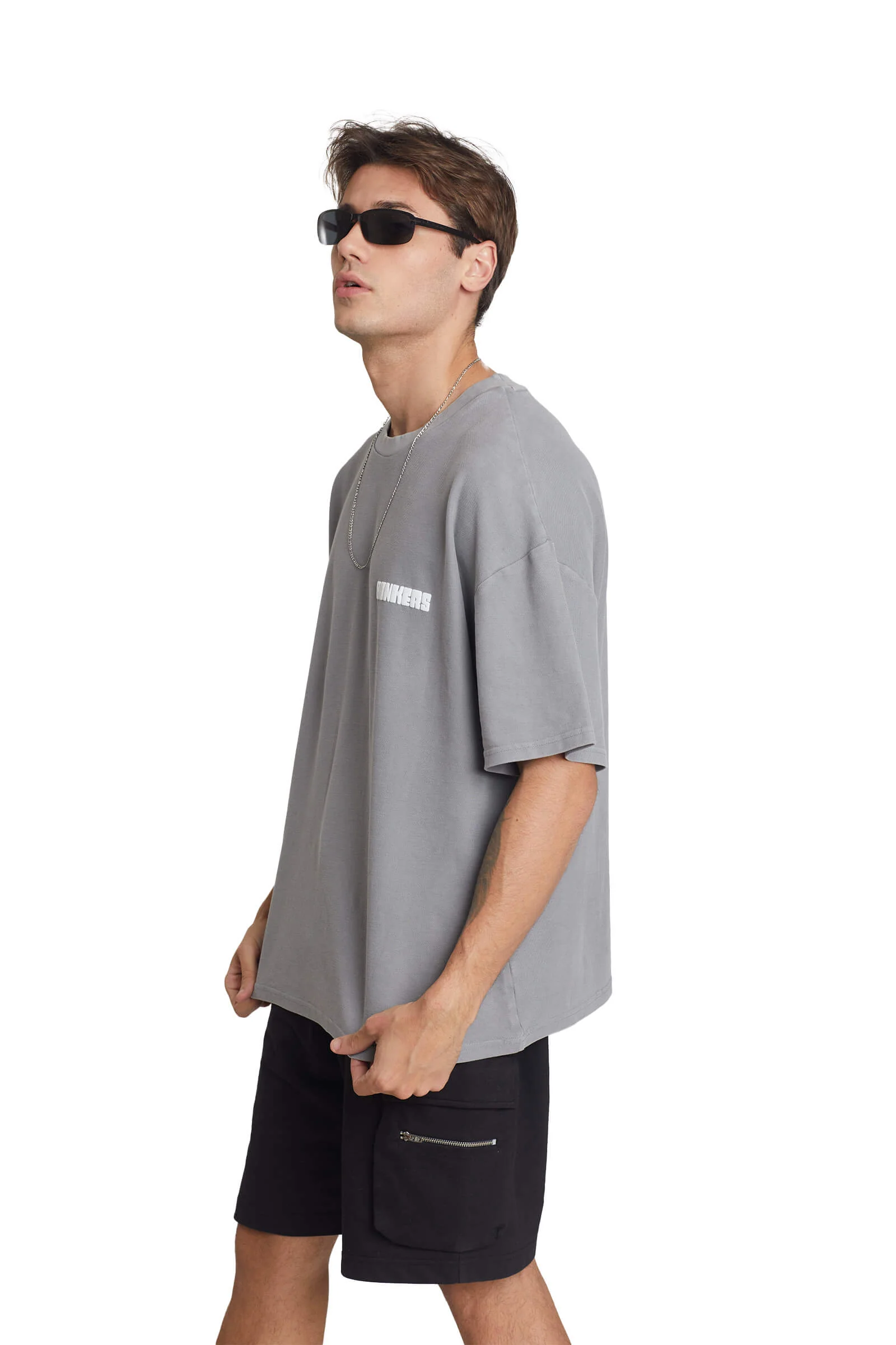 Grey Heavyweight Pique Oversized T-shirt - Image 4