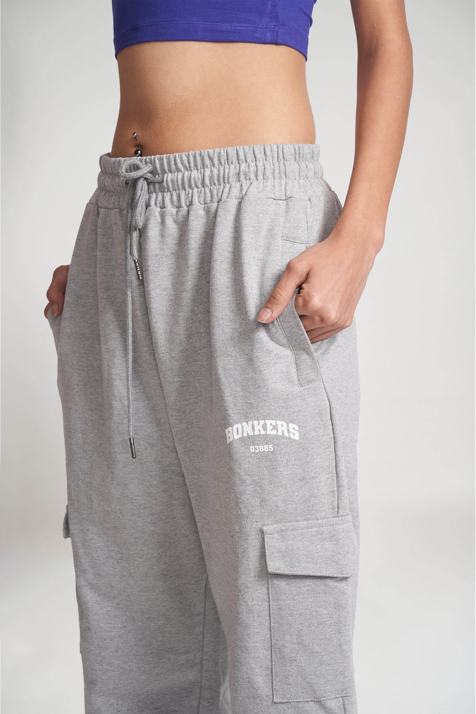 Grey Melange Cargo Pants - Image 3