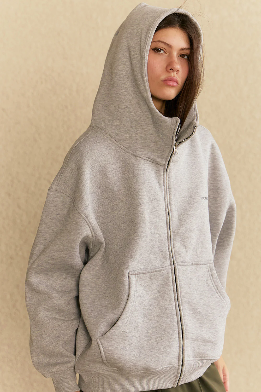 Grey Melange Classic Zip Hoodie - Image 5