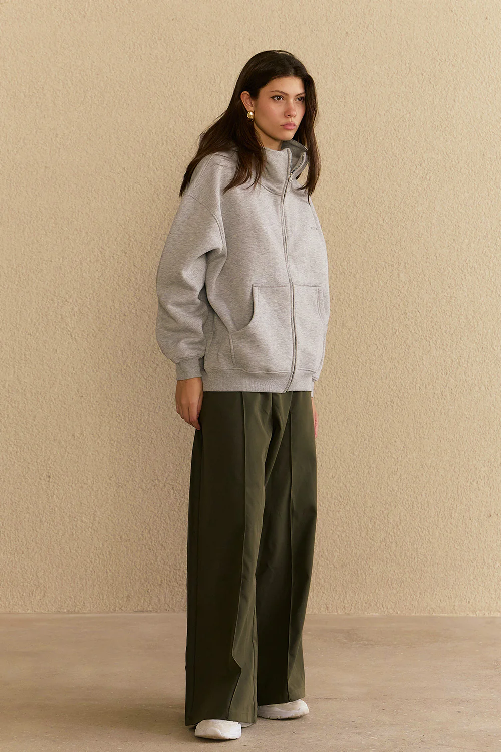 Grey Melange Classic Zip Hoodie - Image 7