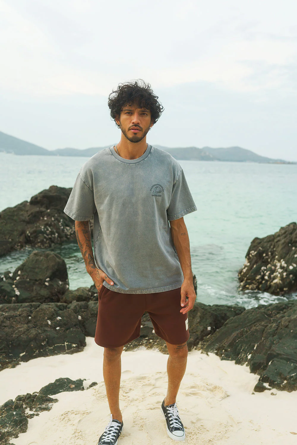 Grey Premium Heavyweight Faded Oversized T-shirt - Image 2