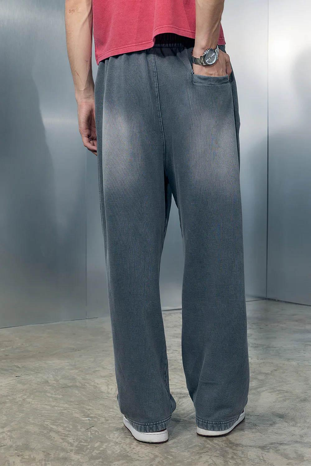 Grey Spray Faded Loose Fit Pants - Image 6