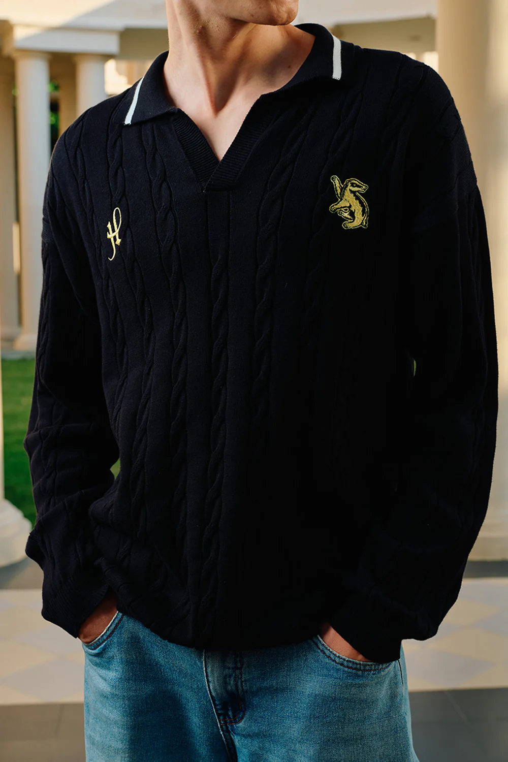 Hufflepuff Cable Knit Polo - Image 5