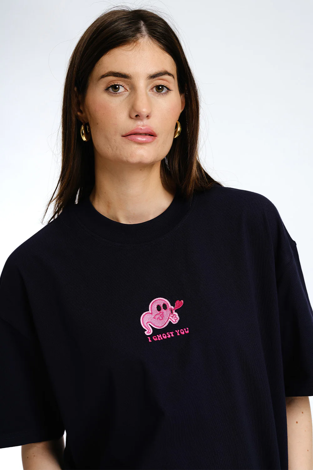 I Ghost You Embroidered Premium Oversized T-shirt - Image 2