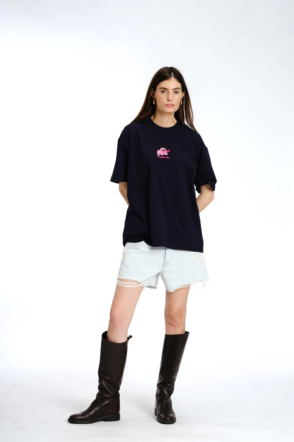 I Ghost You Embroidered Premium Oversized T-shirt - Image 3