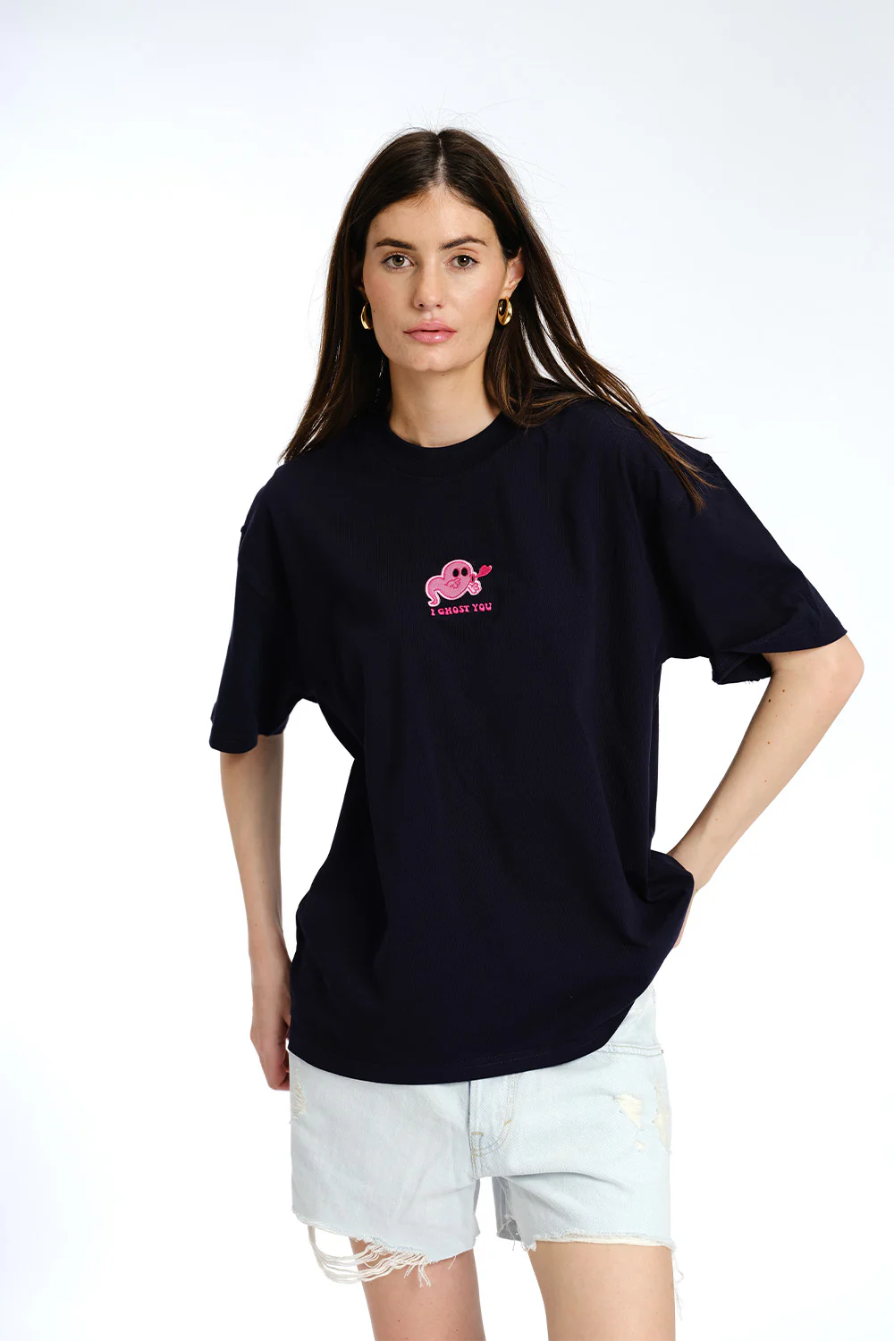 I Ghost You Embroidered Premium Oversized T-shirt - Image 9