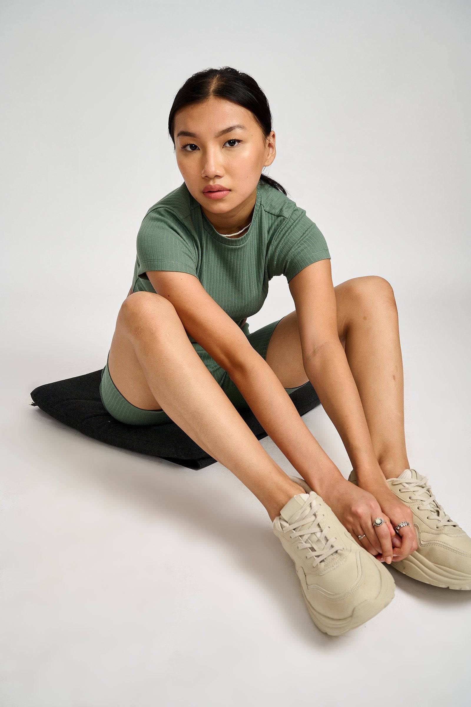 Jade Ribbed Biker Set - Image 3