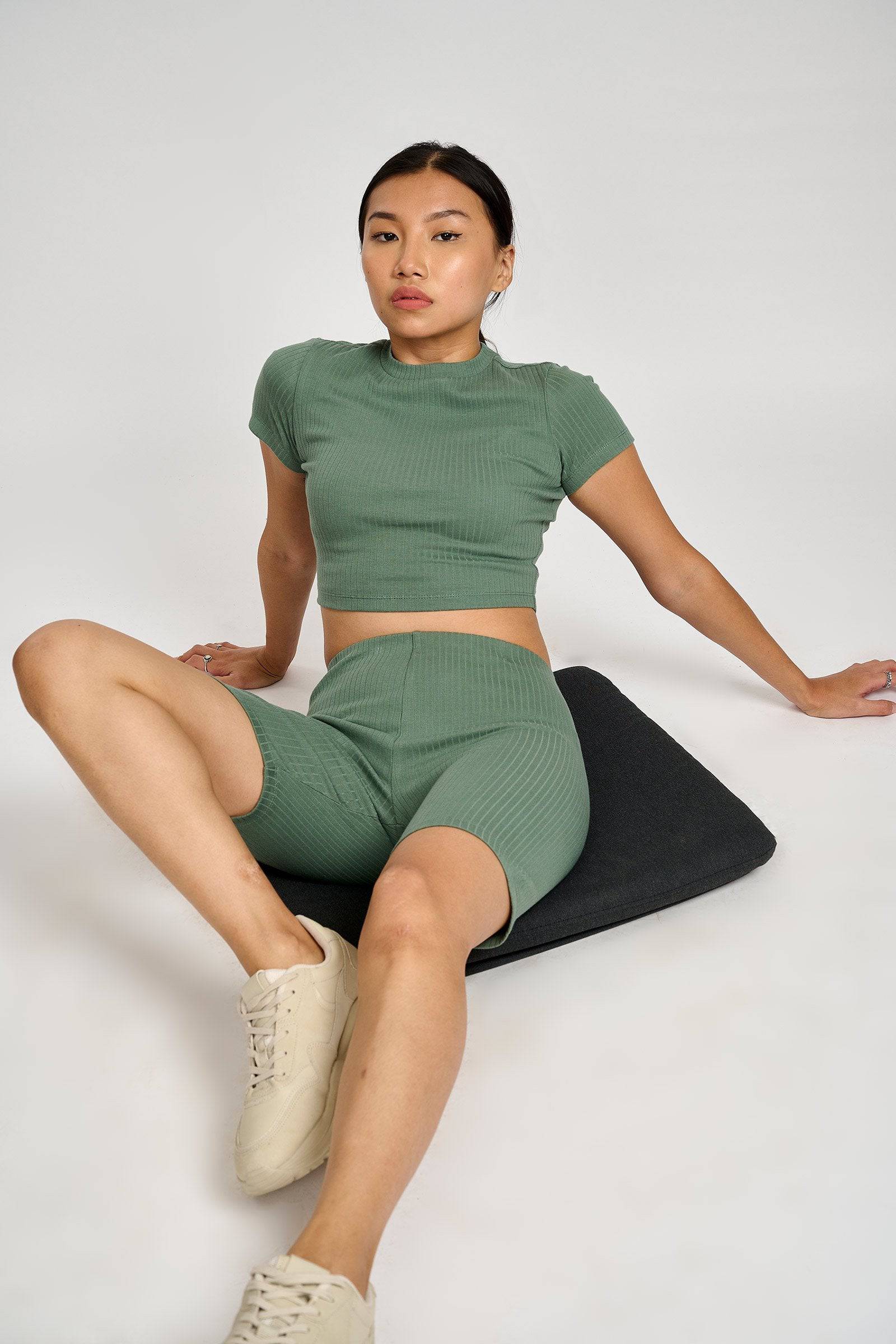 Jade Ribbed Biker Set - Image 4