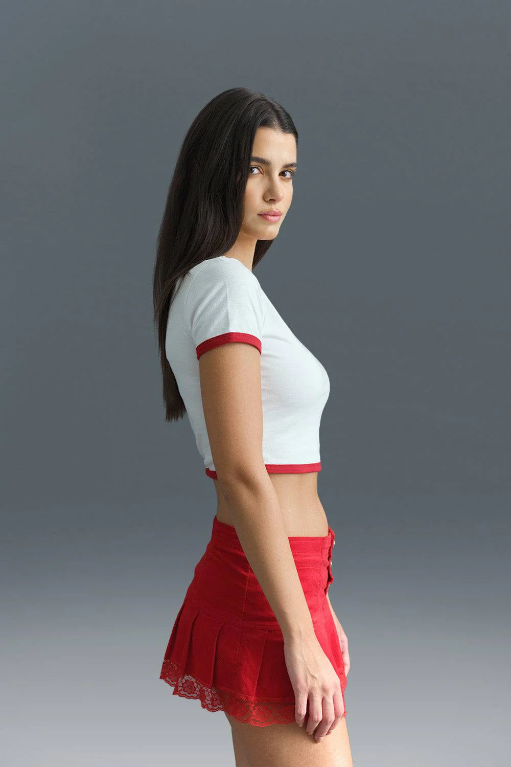 Just A Girl Ringer Crop Top - Image 7