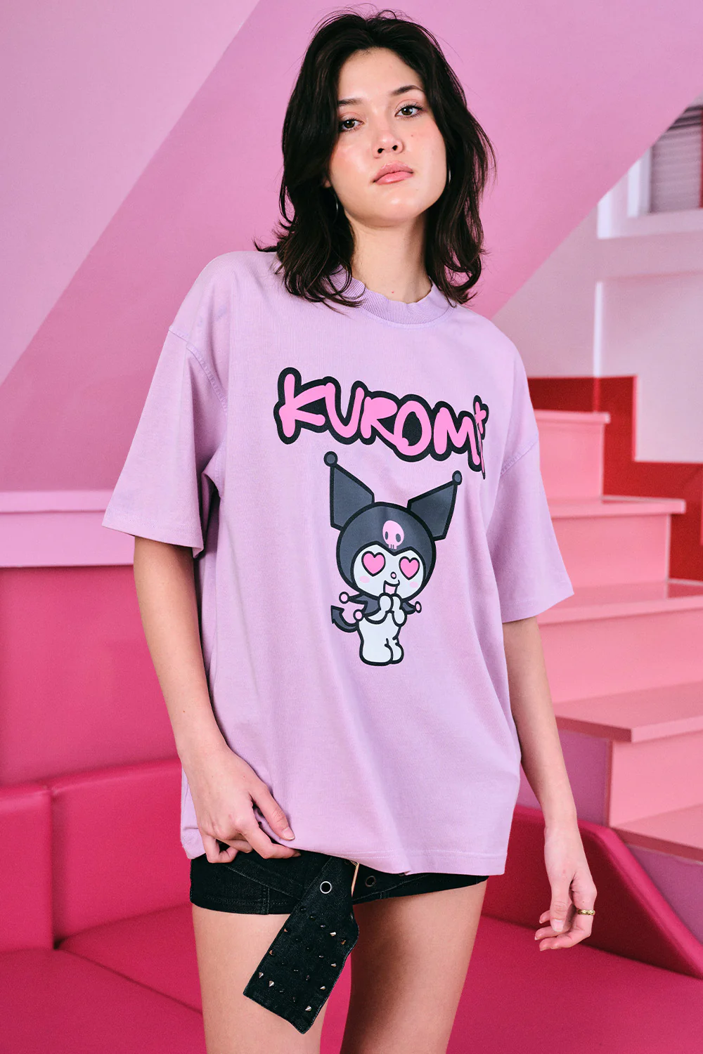 Kuromi Trouble Faded Lilac Oversized T-shirt - Image 3