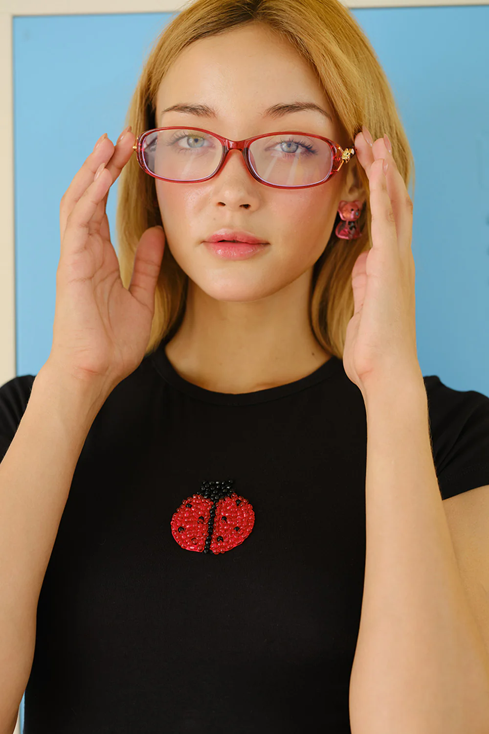 Ladybug Beaded Embroidery Baby Tee - Image 3